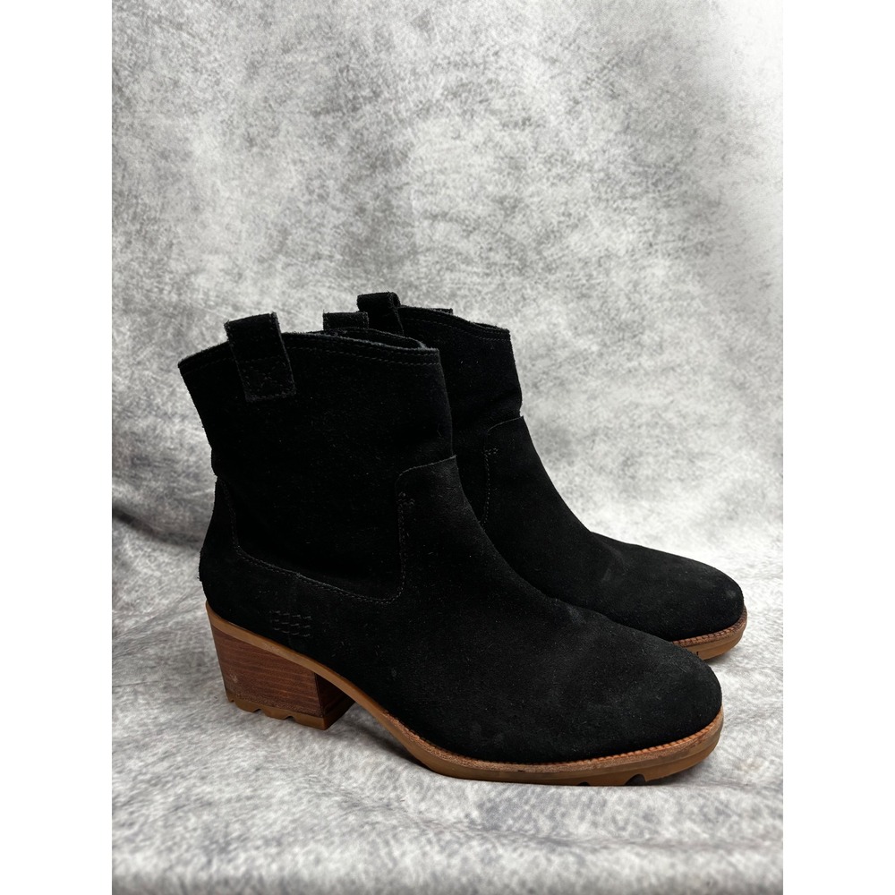 Sorel Women's Cate Pull On Black‎ Suede Ankle Boot in Black Size 10